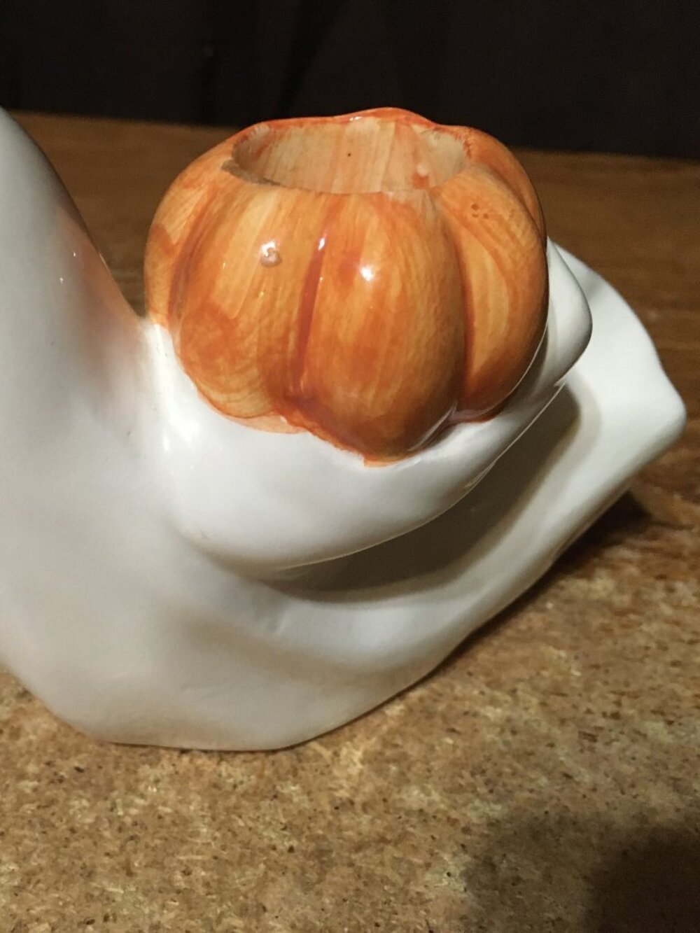 FITZ AND FLOYD HALLOWEEN GHOST HOLDING PUMPKINS CANDLEHOLDER - Picture 4 of 16